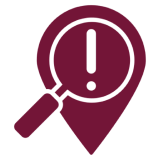 Magnifying glass with exclamation mark icon