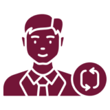 Person graphic with circular arrows