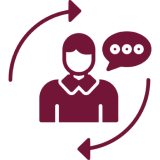 Conversation symbol with arrows and speech bubble