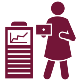 Individual reviewing chart on device